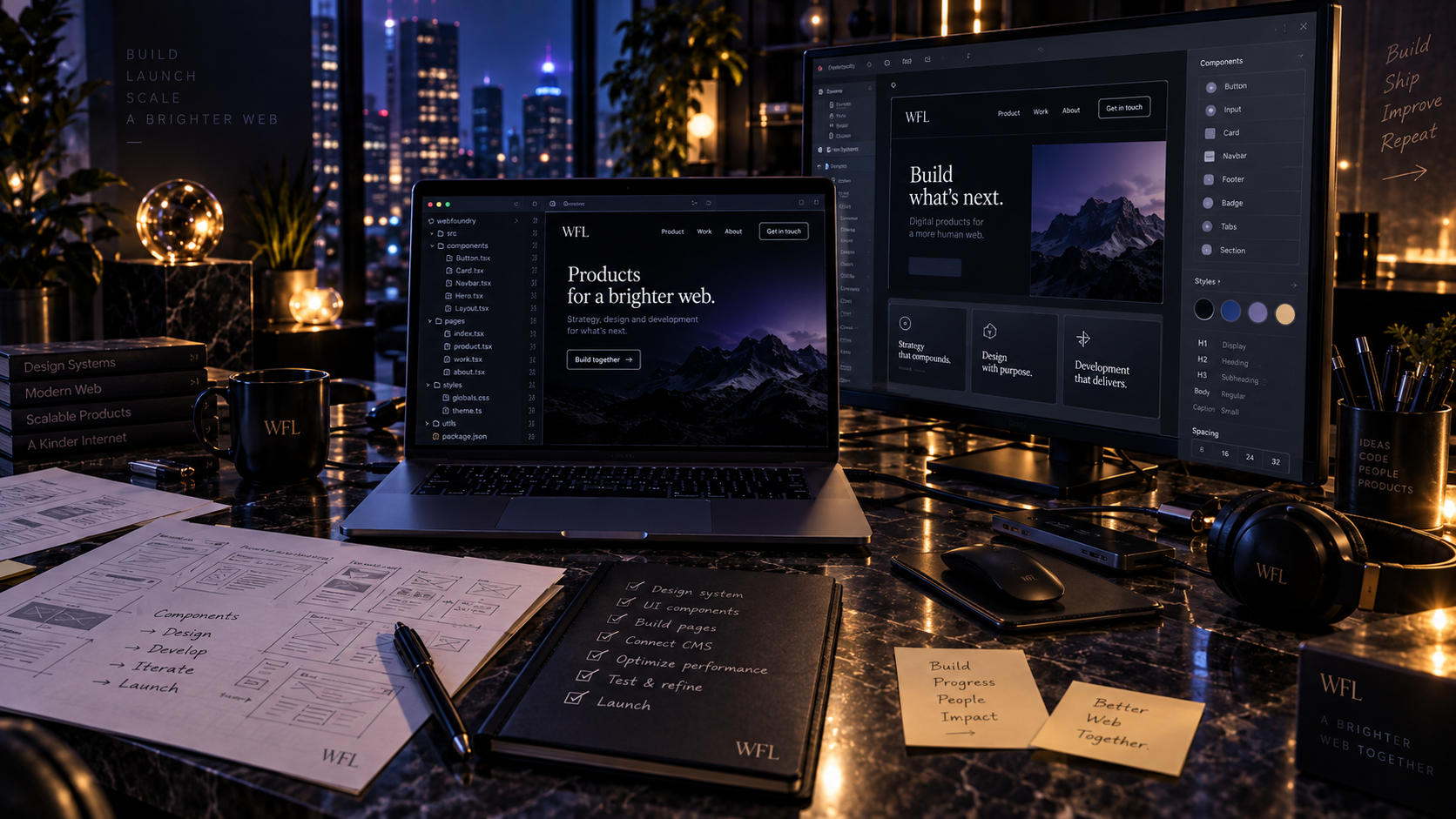 WebFoundry development workspace showing code, components and interface building